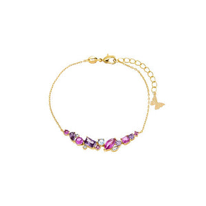 Multi Color Colored Multi Shape Curved Bar Bracelet - Adina Eden's Jewels