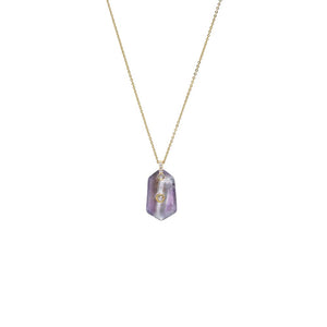 Amethyst CZ Bezel Unique Shape Natural Stone Necklace - Adina Eden's Jewels