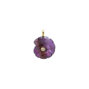 Lilac Colored Natural Stone & CZ Bezel Shell Charm - Adina Eden's Jewels