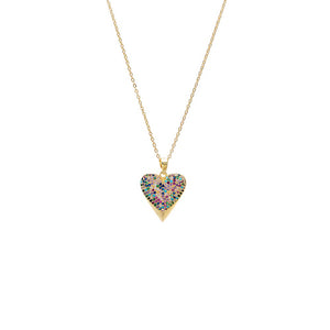 Multicolor Pavé Heart Pendant Necklace
