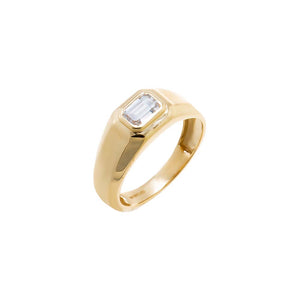 Lab Grown Diamond Emerald Bezel Pinky Ring 14K