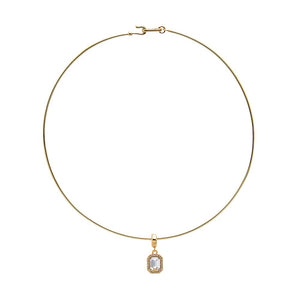 Gold Rectangular CZ Halo Thin Wire Choker Necklace - Adina Eden's Jewels