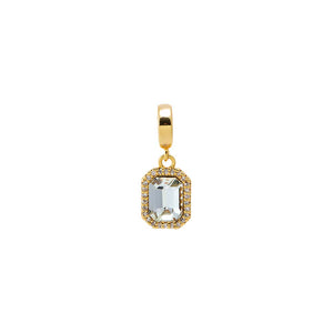 Gold Rectangular CZ Halo Charm - Adina Eden's Jewels