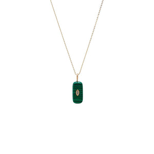 Malachite CZ Marquise Bezeled Natural Stone Pendant Necklace - Adina Eden's Jewels
