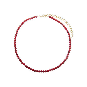 Red / 4MM Red Turquoise Natural Stone Beaded Chain Choker - Adina Eden's Jewels