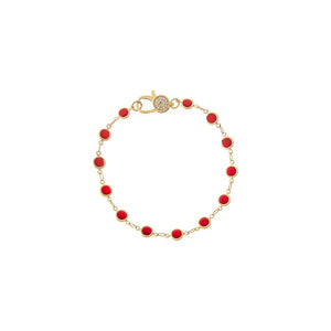 Ruby Red Station Pave Lobster Clasp Link Chian Bracelet