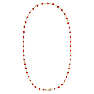 Ruby Red Station Pave Lobster Clasp Link Chain Necklace