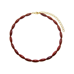 Red Jasper / 14IN Red Jasper Oval Rice Beaded Choker Necklace - Adina Eden's Jewels