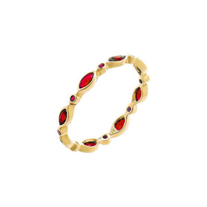 Ruby Red / 5 Colored CZ Marquise/Round Eternity Bang - Adina Eden's Jewels