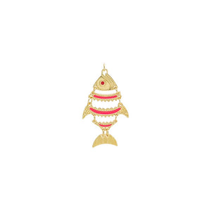 Neon Pink Colored Enamel Moving Fish Charm - Adina Eden's Jewels