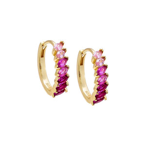 Sapphire Pink / Pair Pink Ombre Multi Marquise Huggie Earring - Adina Eden's Jewels