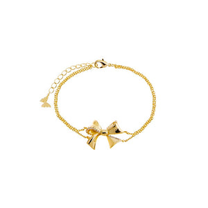 Gold Pave Outlined Bow Tie Pendant Bracelet - Adina Eden's Jewels