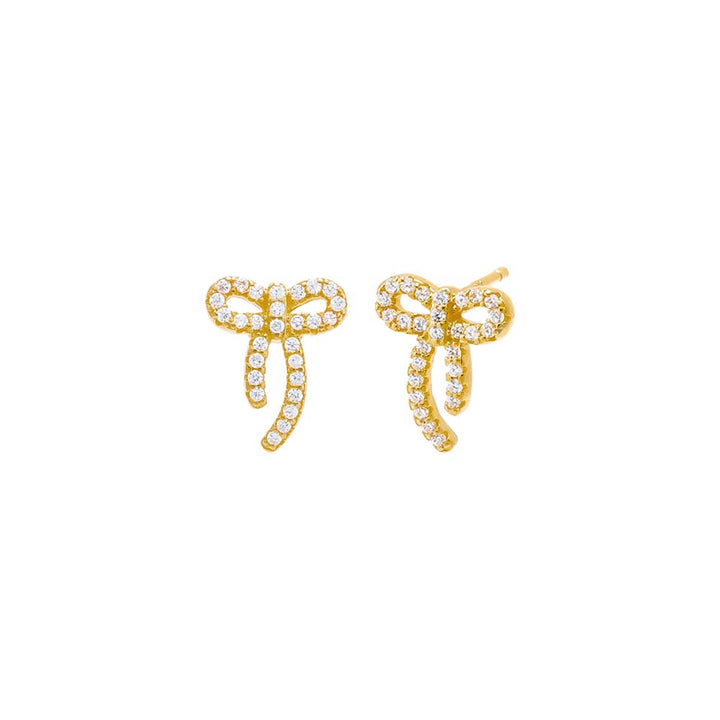 Gold Petite Pave Bow Tie Stud Earring - Adina Eden's Jewels