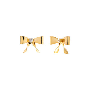 Gold CZ Bow Tie Stud Earring - Adina Eden's Jewels
