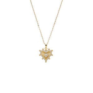 Gold Ornate CZ Heart Pendant Necklace - Adina Eden's Jewels