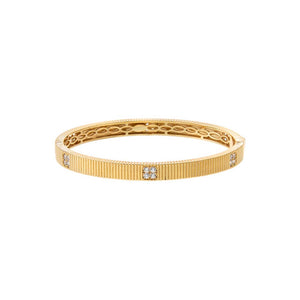 Gold CZ Station Fluted Bangle Bracelet - Adina Eden's Jewels