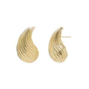 Gold Ridged Shell Stud Earring - Adina Eden's Jewels