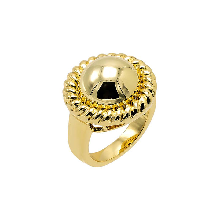 Gold / 7 Solid Rounded Rope Statement Ring - Adina Eden's Jewels
