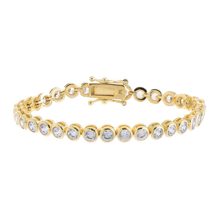 Gold / 7" / 4MM Bezel Tennis Bracelet - Adina Eden's Jewels