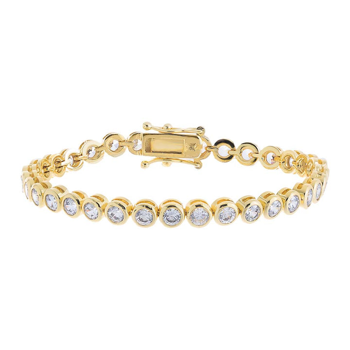 Gold / 7" / 4MM Bezel Tennis Bracelet - Adina Eden's Jewels