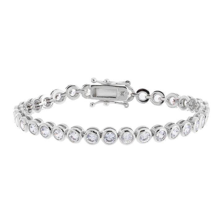 Silver / 7" / 4MM Bezel Tennis Bracelet - Adina Eden's Jewels