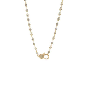 CZ Round Bezel Station Pave Lobster Clasp Chain Necklace