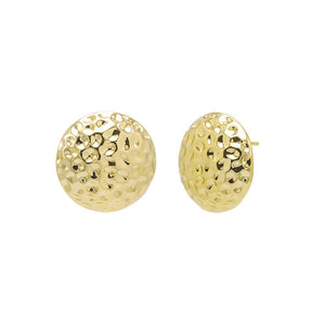 Gold Indented Puffy Rounded Stud Earring - Adina Eden's Jewels