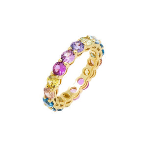 Multi Color / 6 Multi Color Solitaire Eternity Band Ring - Adina Eden's Jewels