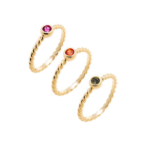Multi-Color / 6 CZ Multi Color Twisted Triple Row Band Ring - Adina Eden's Jewels