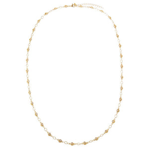 Gold / 24IN CZ Round Half Moon Bezel Link Chain Necklace - Adina Eden's Jewels