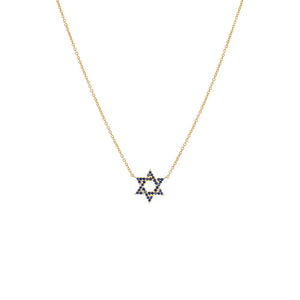 14K Gold Sapphire Blue Star Of David Necklace 14K - Adina Eden's Jewels