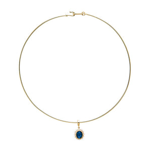 Sapphire Blue Midnight Blue CZ Halo Thin Wire Choker Necklace - Adina Eden's Jewels