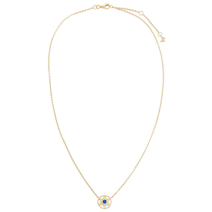 Blue Colored Star Of David Disc Necklace - Adina Eden's Jewels
