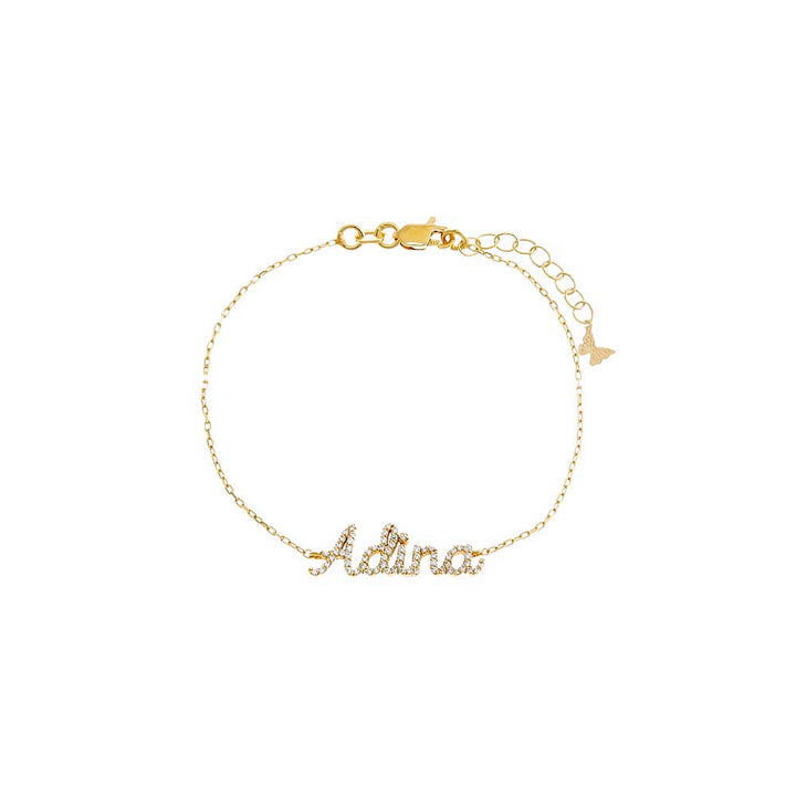 Gold Pave Script Nameplate Bracelet - Adina Eden's Jewels