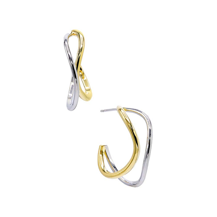 Two-Tone Two Tone Squiggly Hoop Earring - Adina Eden's Jewels
