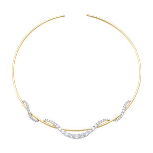 Pave Two-Tone Curved Wave Collar Choker