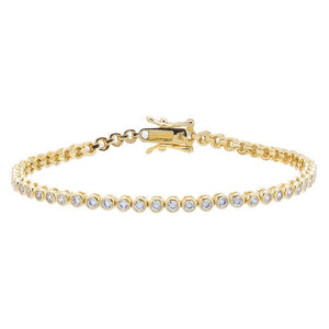 Gold / 6.5" / 2MM Bezel Tennis Bracelet - Adina Eden's Jewels