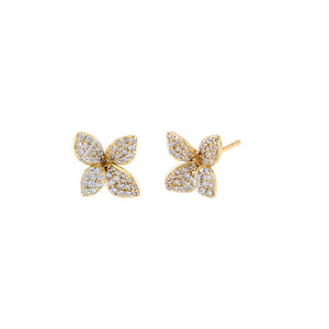Gold Small Pavé Fancy Flower Stud Earring - Adina Eden's Jewels