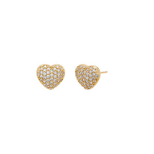 Gold Mini Pavé Puffy Heart Stud Earring - Adina Eden's Jewels
