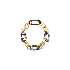 Two-Tone Two-Tone Pave Oval Paperclip Collar Clicker Bracelet - Adina Eden's Jewels