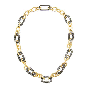 Two-Tone / 18IN Two-Tone Pave Oval Paperclip Collar Clicker Necklace - Adina Eden's Jewels