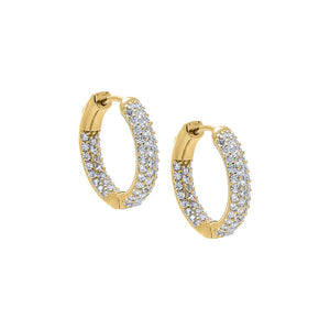 Gold / 17MM Pave Rounded Inside Out Hoop Earring - Adina Eden's Jewels