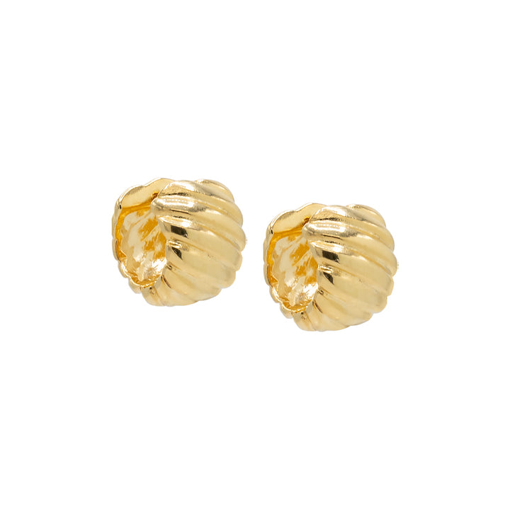 Gold / Pair Ultra Wide Mini Ridged Huggie Earring - Adina Eden's Jewels
