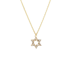 Gold / Small CZ Baguette Star Of David Pendant Necklace - Adina Eden's Jewels