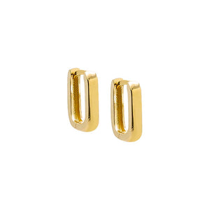 14K Gold Tiny Solid Paperclip Huggie Earring 14K - Adina Eden's Jewels