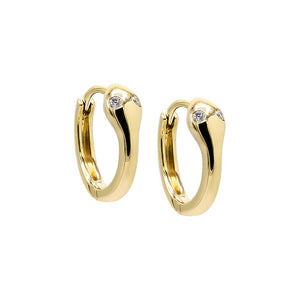 14K Gold / Pair Diamond Eye Snake Huggie Earring 14K - Adina Eden's Jewels