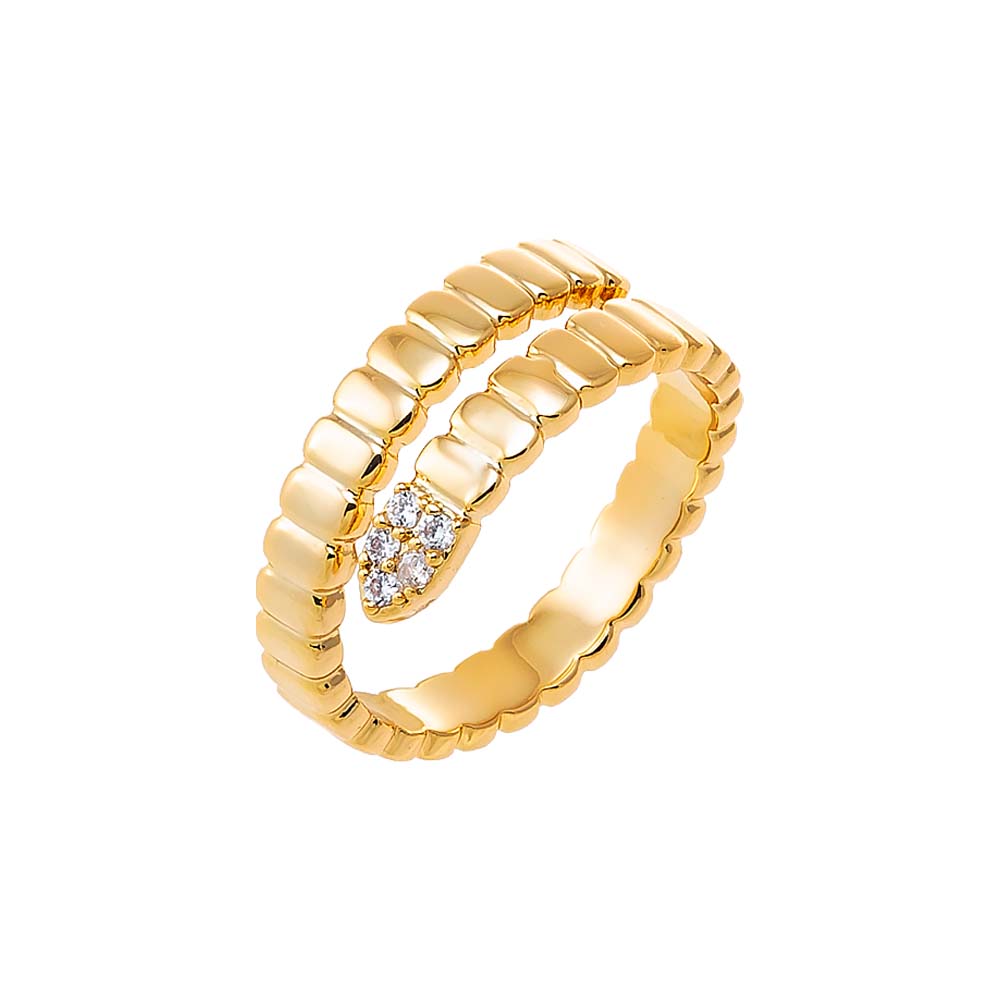 Gold Pave Snake Accented Wrap Ring - Adina Eden's Jewels