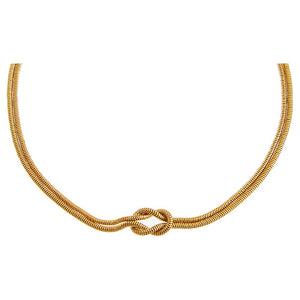 Gold Double Snake Chain Knotted Choker Necklace - Adina Eden's Jewels