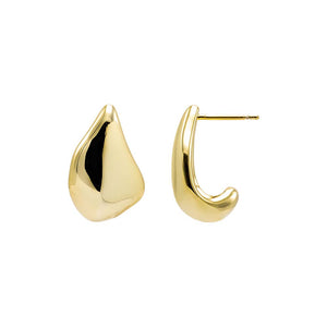 Gold Solid Unique Shape On The Ear Stud Earring - Adina Eden's Jewels
