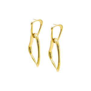 Gold Wavy Double Open Drop Stud Earring - Adina Eden's Jewels